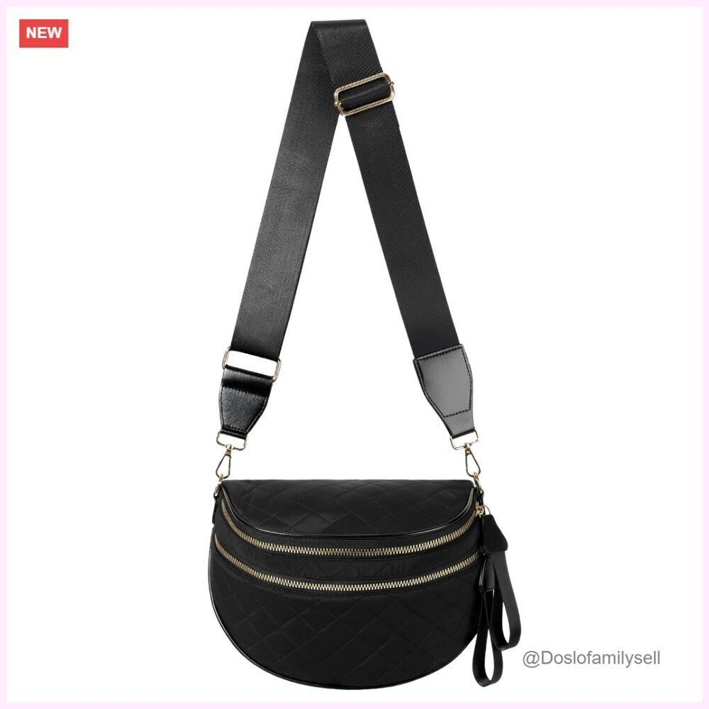 Nylon Crossbody Fanny Pack, Adjustable Strap, Large Capacity, 4 Pockets
